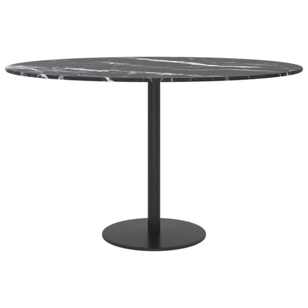 vidaXL Pöytälevy musta Ø70x0,8 cm karkaistu lasi marmorikuvio