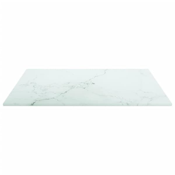 vidaXL bordplade 40x40 cm 6 mm hærdet glas med marmordesign hvid