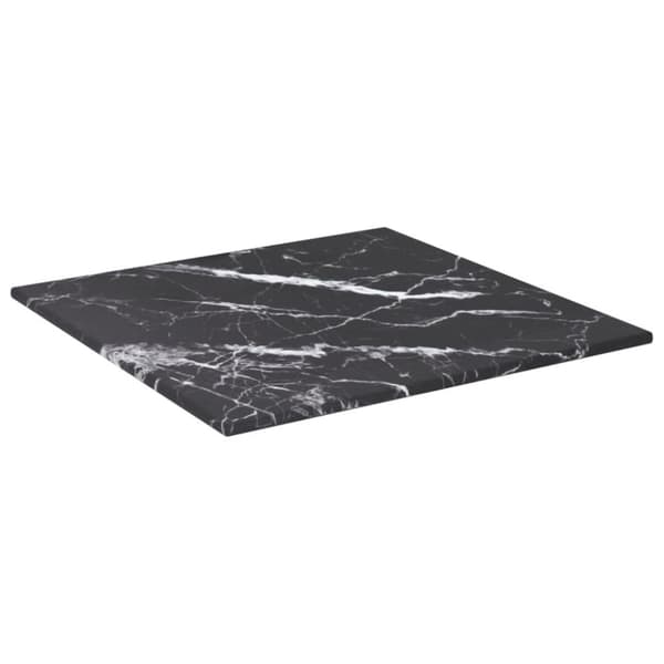 vidaXL bordplade 30x30 cm 6 mm hærdet glas med marmordesign sort