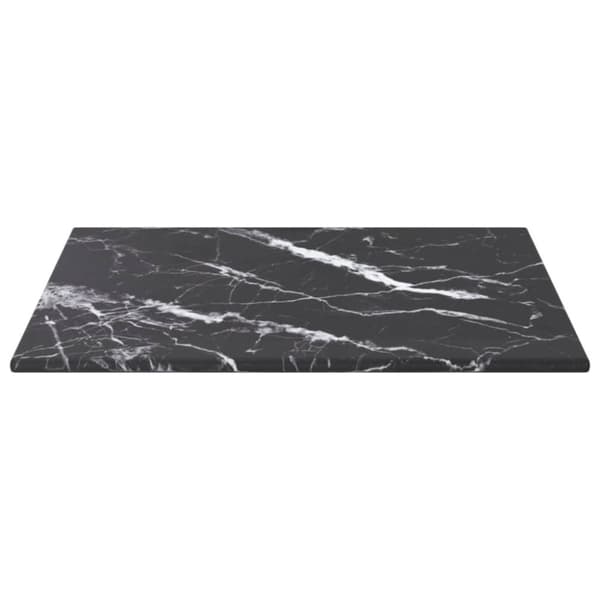 vidaXL bordplade 30x30 cm 6 mm hærdet glas med marmordesign sort