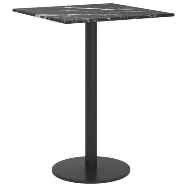 vidaXL bordplade 30x30 cm 6 mm hærdet glas med marmordesign sort