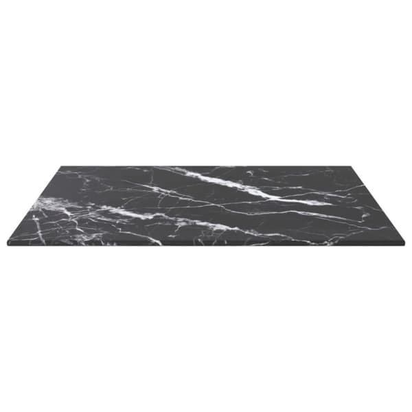 vidaXL Bordsskiva svart 50x50 cm 6 mm härdat glas med marmortextur