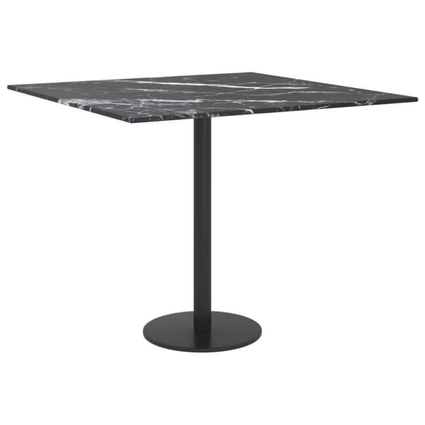 vidaXL Bordsskiva svart 50x50 cm 6 mm härdat glas med marmortextur