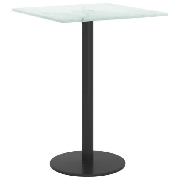 vidaXL Bordsskiva vit 30x30 cm 6 mm härdat glas med marmortextur
