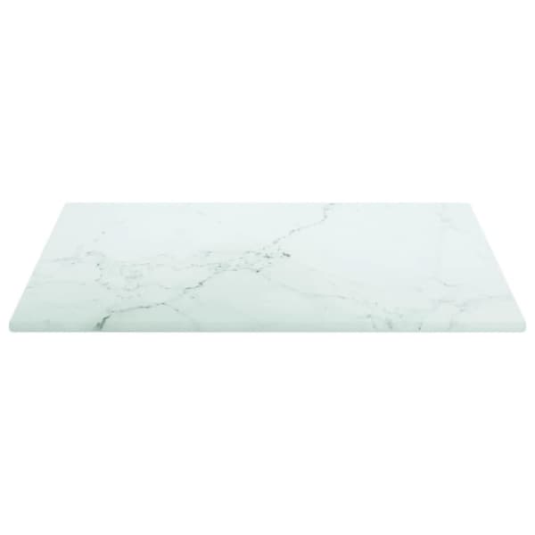 vidaXL bordplade 30x30 cm 6 mm hærdet glas med marmordesign hvid