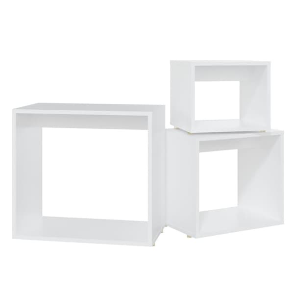 vidaXL Stablebord 3 stk hvit sponplate