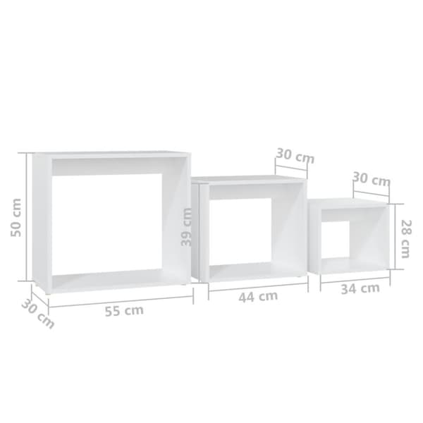 vidaXL Stablebord 3 stk hvit sponplate
