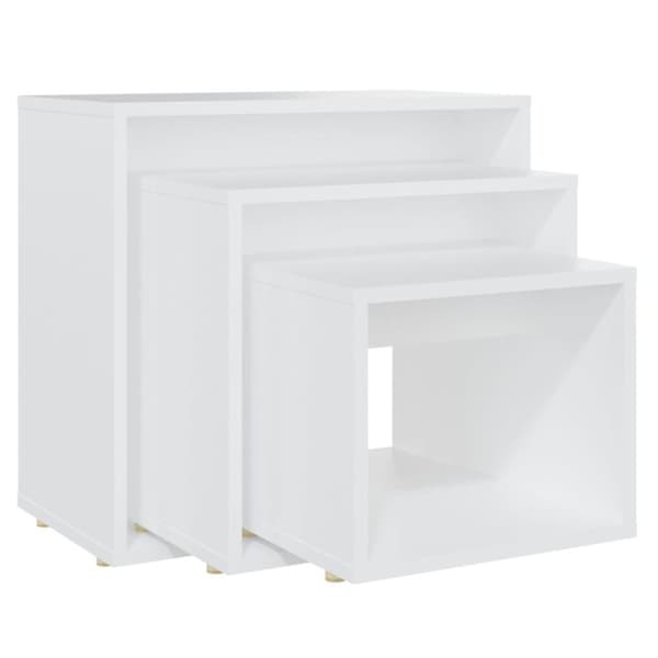 vidaXL Stablebord 3 stk hvit sponplate