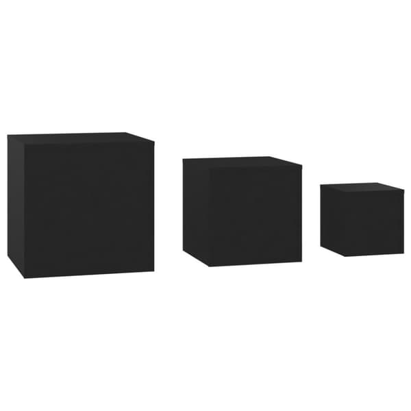 vidaXL Sidebord 3 stk svart sponplate