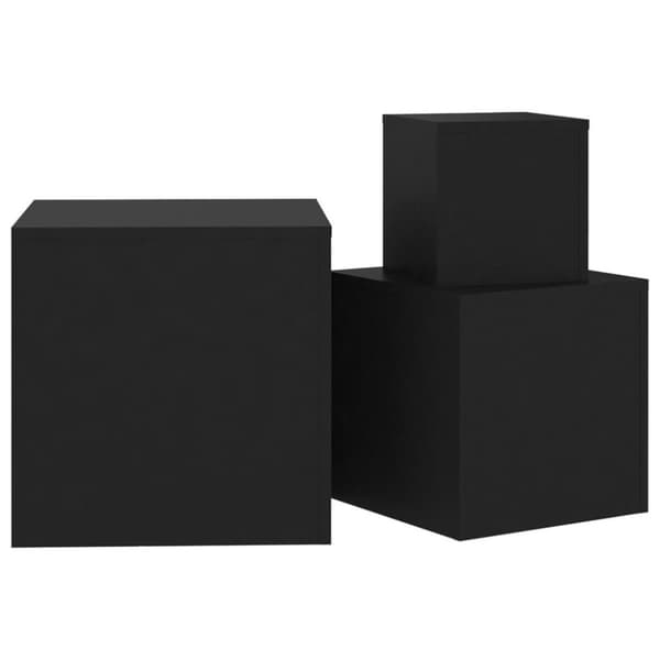 vidaXL Sidebord 3 stk svart sponplate