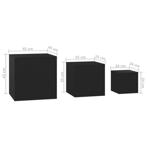vidaXL Sidebord 3 stk svart sponplate