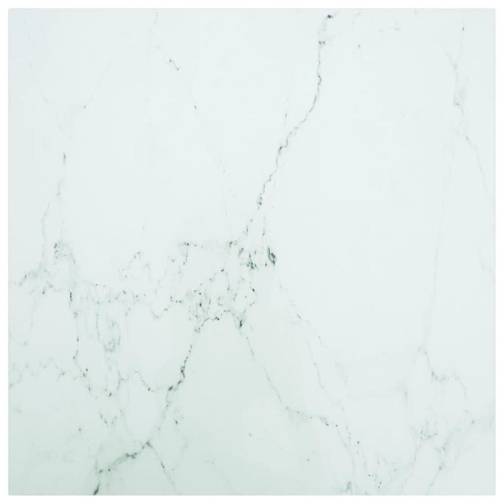 vidaXL Pöytälevy valkoinen 80x80 cm 6 mm karkaistu lasi marmorikuvio