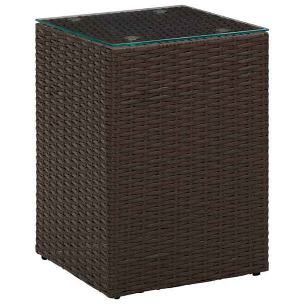 vidaXL Sidebord med glass topp brun 3 stk polyrotting