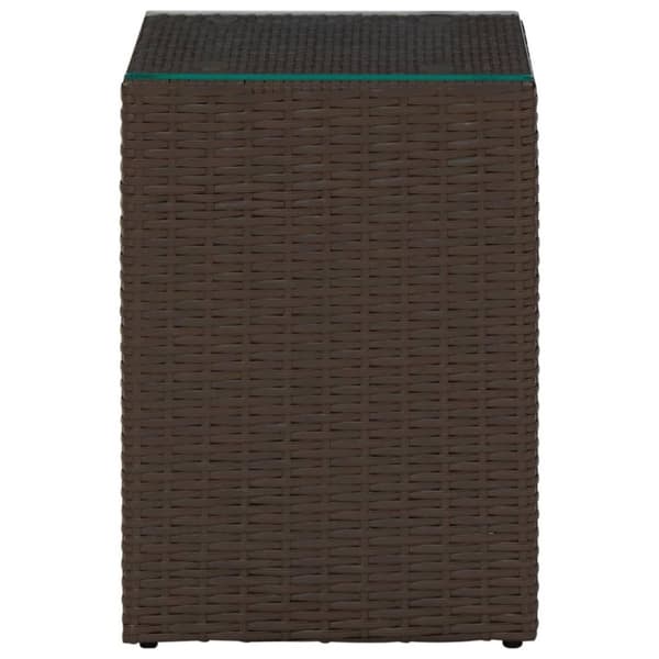 vidaXL Sidebord med glass topp brun 3 stk polyrotting