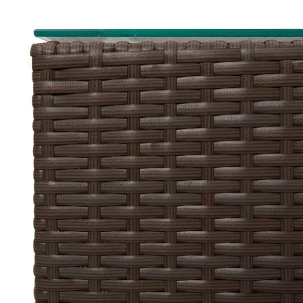 vidaXL Sidebord med glass topp brun 3 stk polyrotting