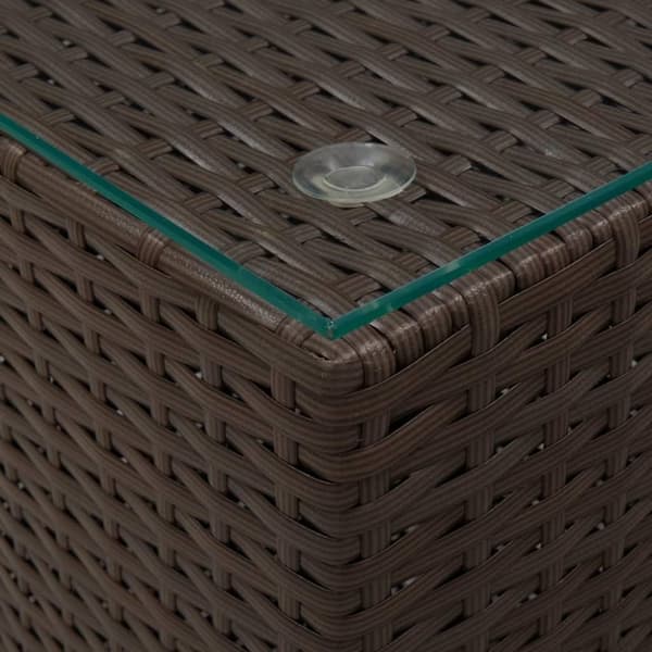 vidaXL Sidebord med glass topp brun 3 stk polyrotting