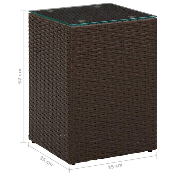 vidaXL Sidebord med glasstopp brun 35x35x52 cm polyrotting