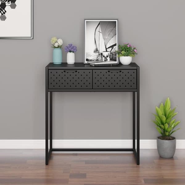 vidaXL Konsolipöytä antrasiitti 72x35x75 cm teräs