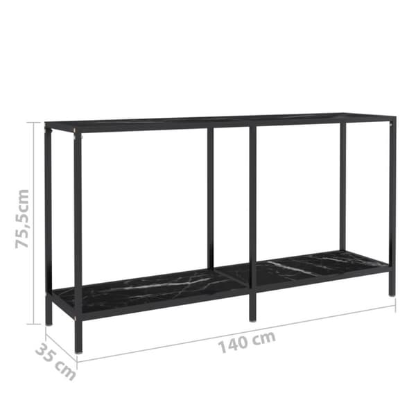 vidaXL konsolbord 140x35x75,5 cm hærdet glas sort