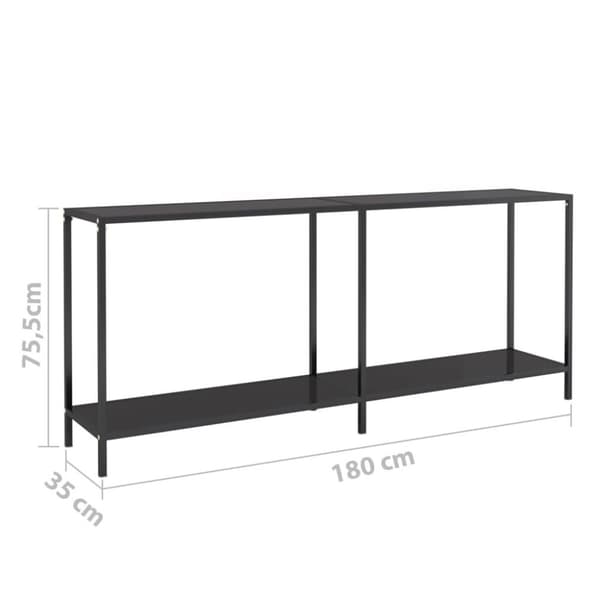 vidaXL konsolbord 180x35x75,5 cm hærdet glas sort