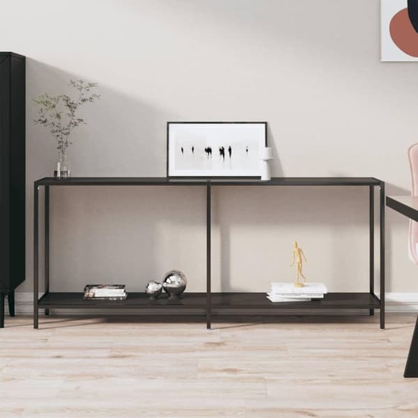 vidaXL konsolbord 180x35x75,5 cm hærdet glas sort