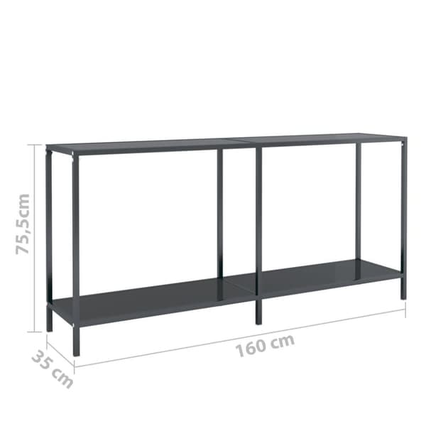 vidaXL Konsolipöytä musta 160x35x75,5 cm karkaistu lasi