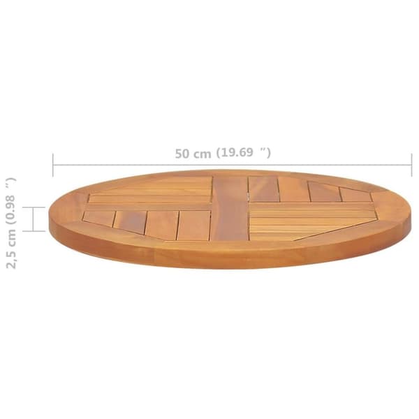 vidaXL bordplade 2,5 cm 50 cm rund massivt teaktræ
