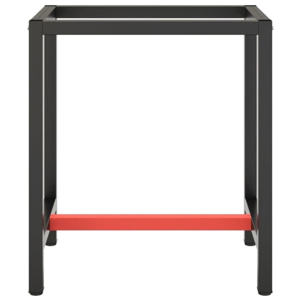 vidaXL Ram för arbetsbänk matt svart och matt röd 70x50x79 cm metall