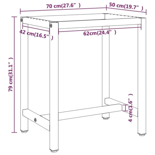 vidaXL Ram för arbetsbänk matt svart och matt röd 70x50x79 cm metall