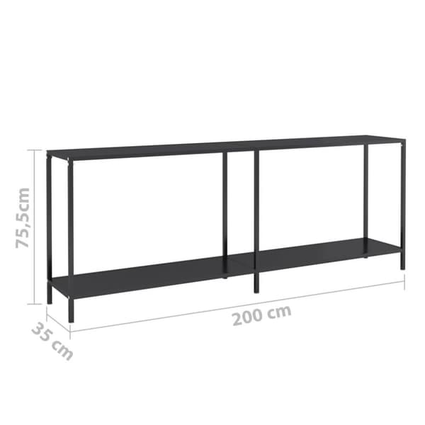 vidaXL Konsolbord svart 220x35x75,5 cm härdat glas