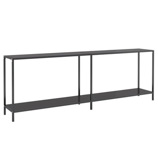 vidaXL Konsolbord svart 220x35x75,5 cm härdat glas