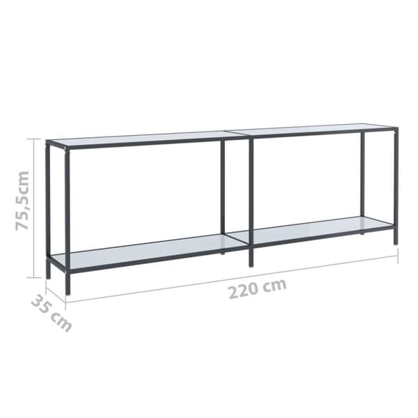 vidaXL Konsollbord hvit 220x35x75,5 cm herdet glass