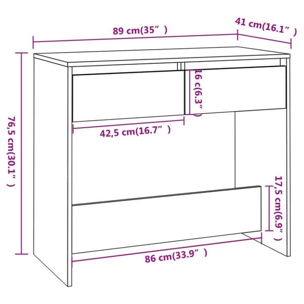 vidaXL Konsollbord røkt eik 89x41x76,5 cm stål