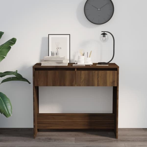 vidaXL Konsollbord brun eik 89x41x76,5 cm stål