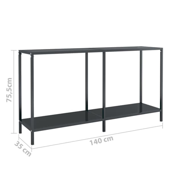 vidaXL konsolbord 140x35x75,5 cm hærdet glas sort