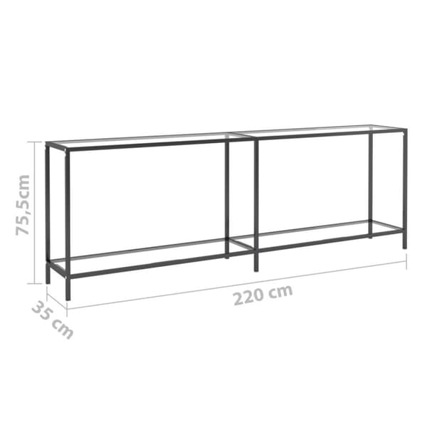 vidaXL Konsolipöytä läpinäkyvä 220x35x75,5 cm karkaistu lasi