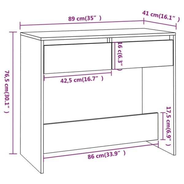 vidaXL Konsollbord hvit 89x41x76,5 cm stål