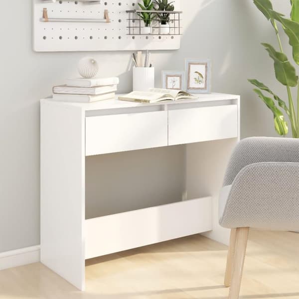 vidaXL Konsolipöytä valkoinen 89x41x76,5 cm teräs
