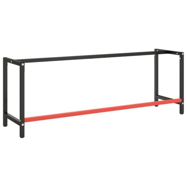 vidaXL Ramme til arbeidsbenk matt svart og rød 220x57x79 cm metall