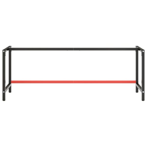 vidaXL Ramme til arbeidsbenk matt svart og rød 220x57x79 cm metall