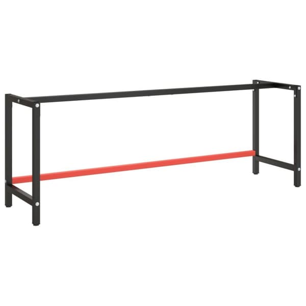 vidaXL Ramme til arbeidsbenk matt svart og rød 220x57x79 cm metall