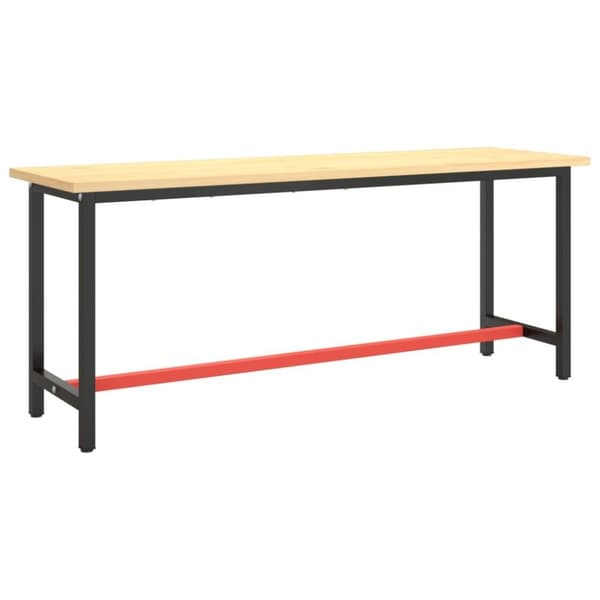 vidaXL Ramme til arbeidsbenk matt svart og rød 190x50x79 cm metall