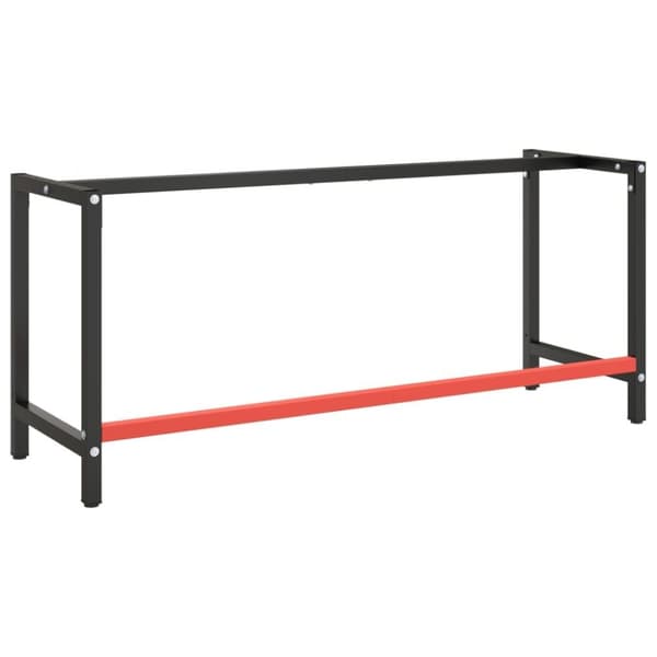vidaXL Ramme til arbeidsbenk matt svart og rød 180x57x79 cm metall