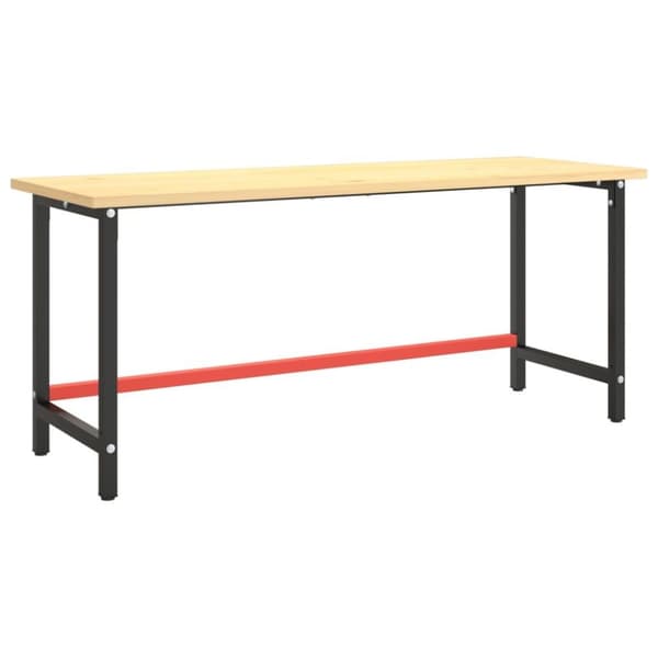 vidaXL Ramme til arbeidsbenk matt svart og rød 180x57x79 cm metall