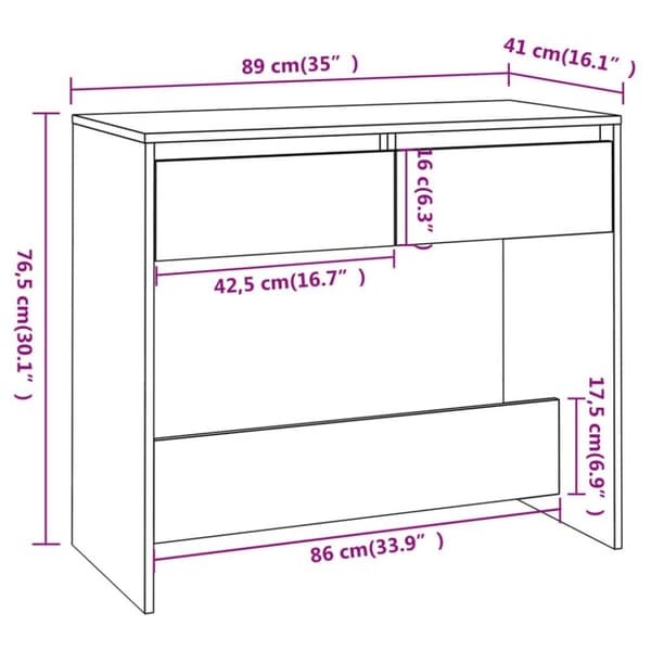 vidaXL Konsollbord grå sonoma eik 89x41x76,5 cm stål