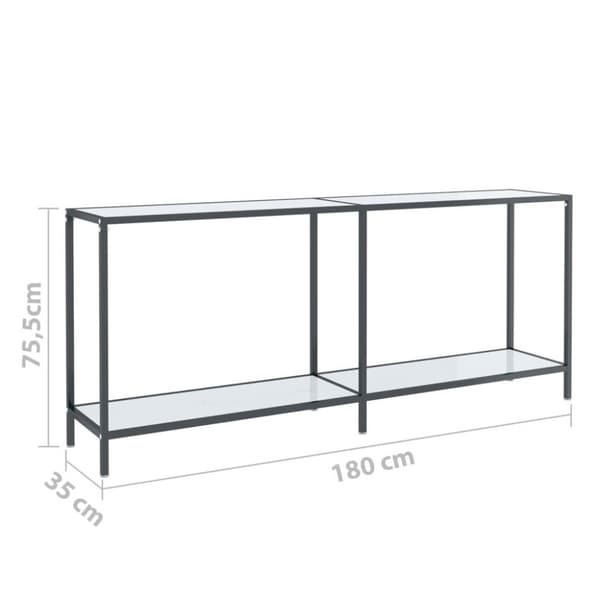 vidaXL Konsollbord hvit 180x35x75,5 cm herdet glass