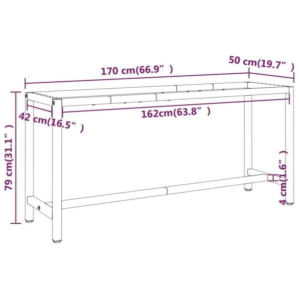 vidaXL Ramme til arbeidsbenk matt svart og rød 170x50x79 cm metall