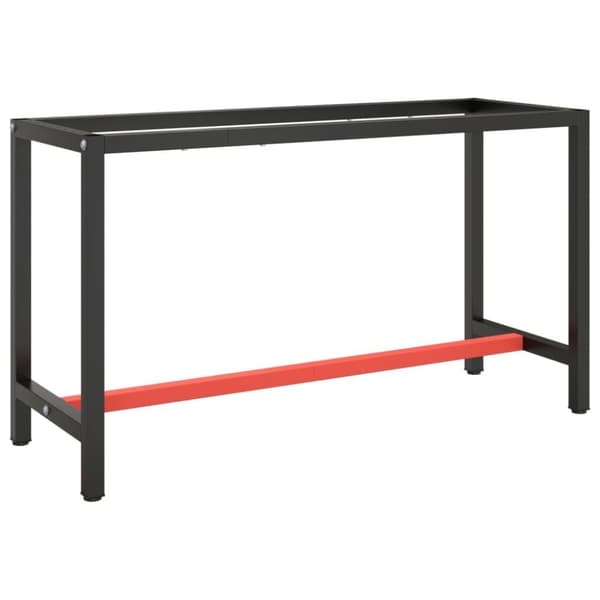 vidaXL Ramme til arbeidsbenk matt svart og rød 140x50x79 cm metall