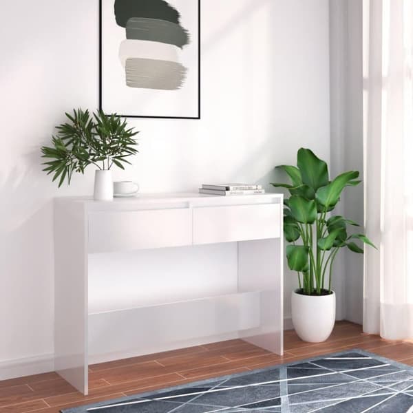 vidaXL Konsollbord hvit 100x35x76,5 cm sponplate