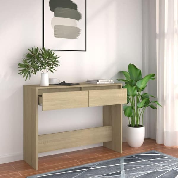 vidaXL Konsolipöytä Sonoma-tammi 100x35x76,5 cm lastulevy